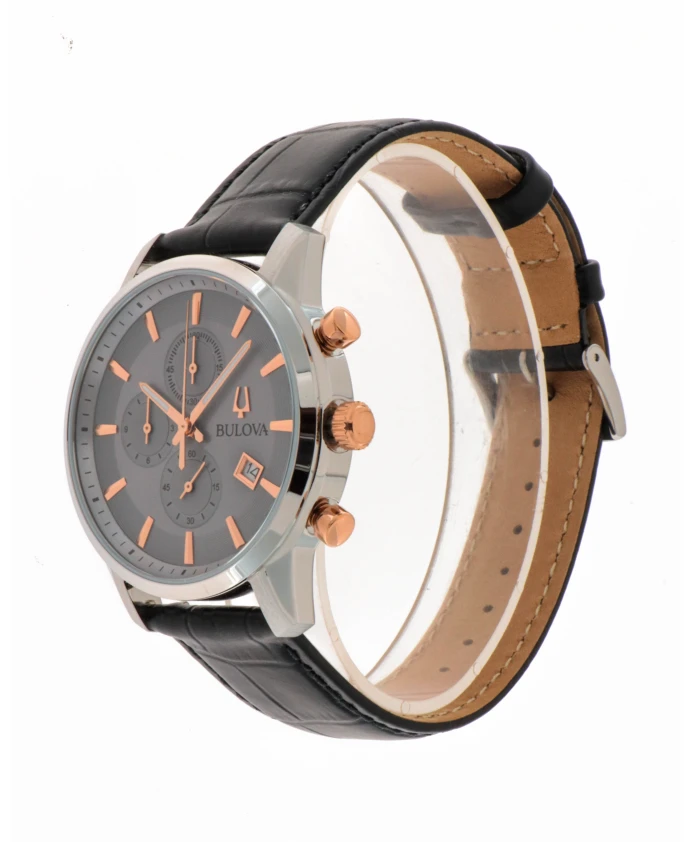 

Кожаные наручные часы Sutton с хроно Bulova, серый