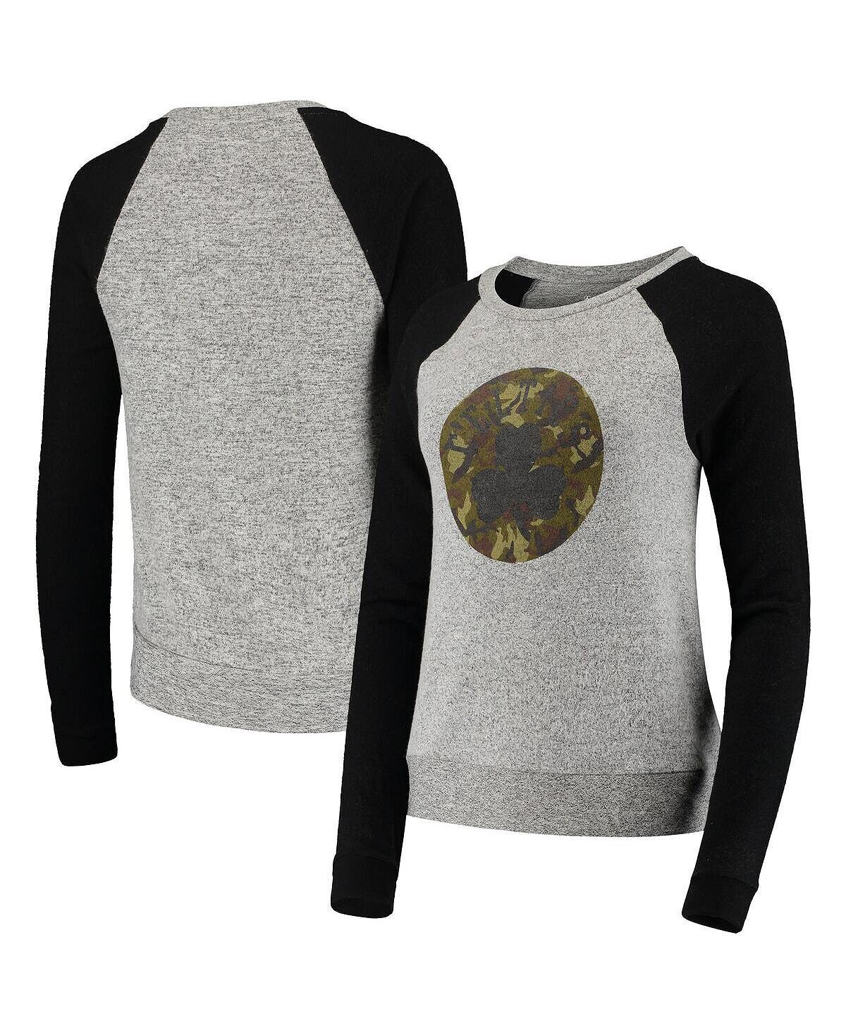 

Женский серый свитшот с круглым вырезом Prestige Camo Raglan с логотипом Fanatics, серый