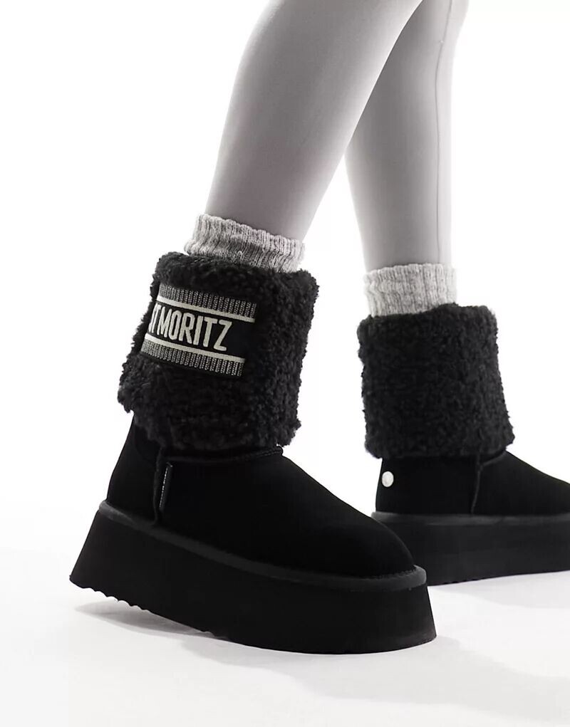 

Черные ботильоны Steve Madden с пышными манжетами и надписью St. Надпись «Мориц», Черный