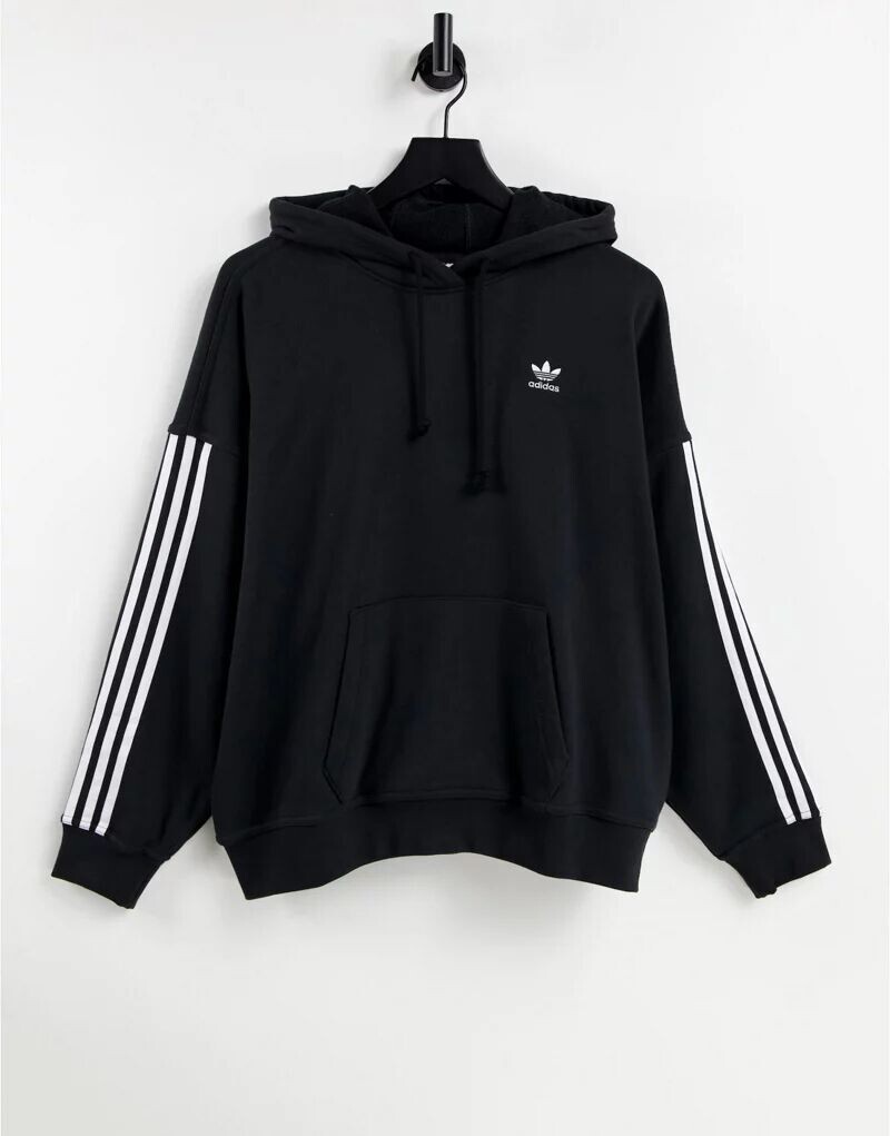 

Черная худи с тремя полосками adidas Originals adicolor