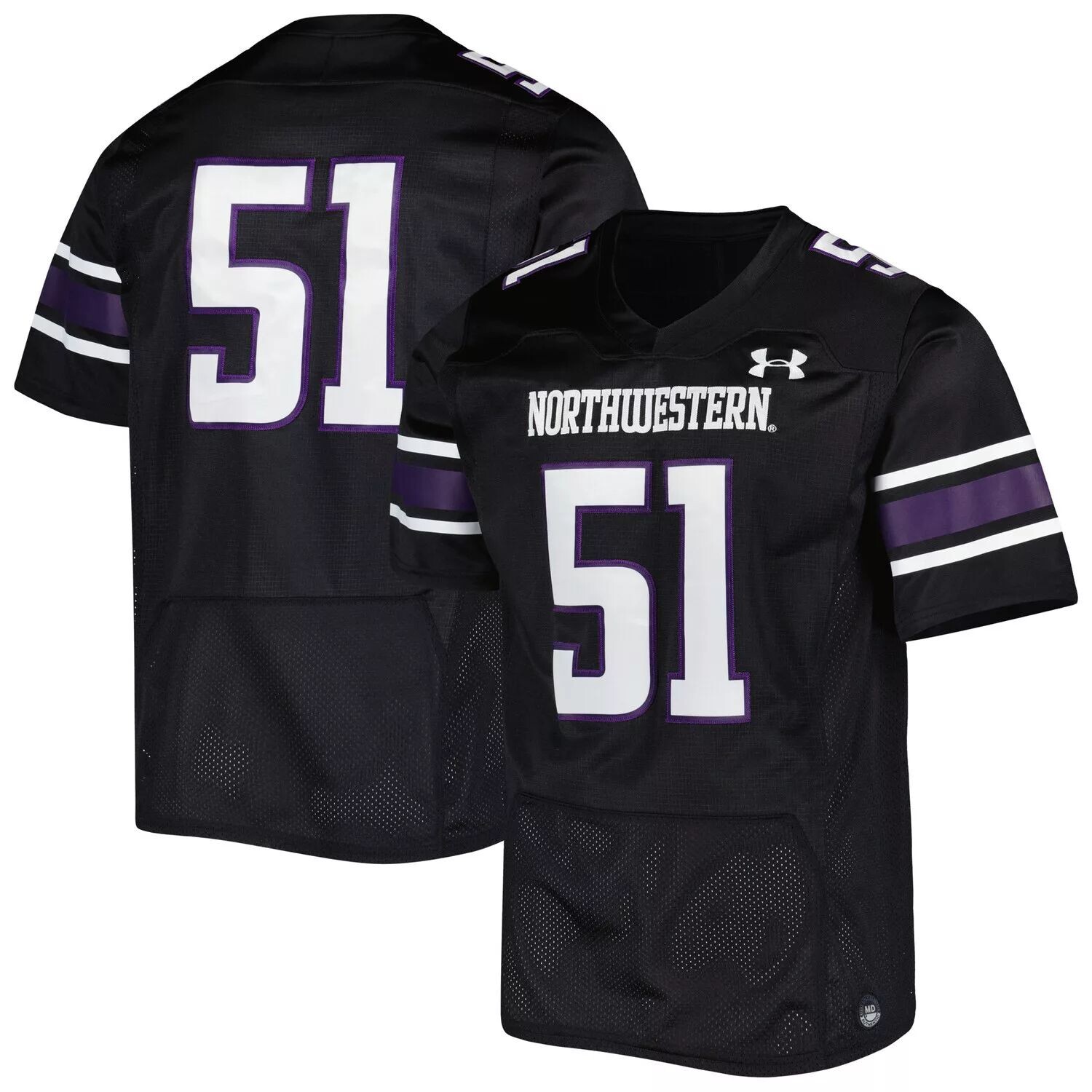 

Мужская черная майка № 51 Northwestern Wildcats Premier Limited Under Armour, Черный