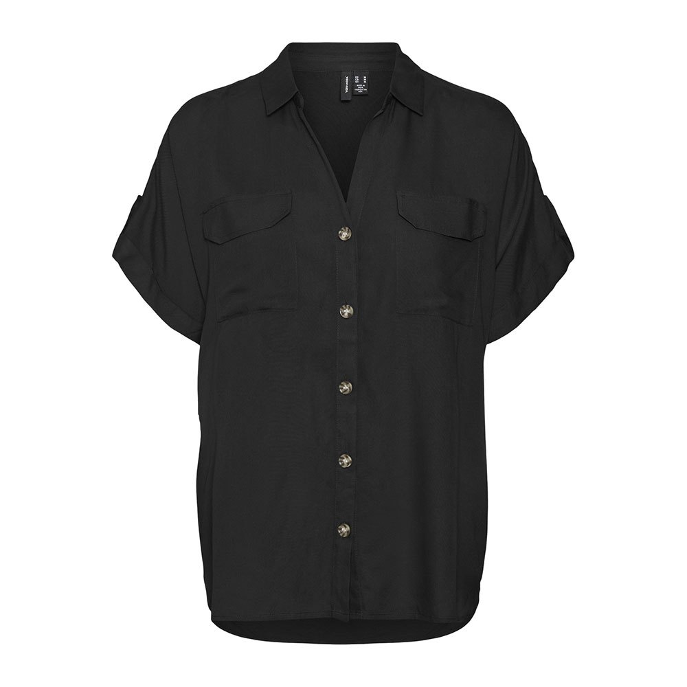 Рубашка с коротким рукавом Vero Moda Curve Bumpy, черный блузка vero moda curve bumpy темно серый