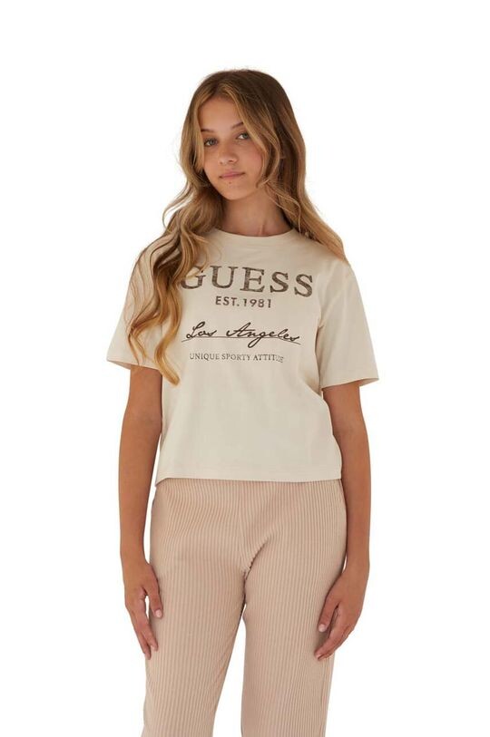 

Футболка Guess из хлопка, бежевый