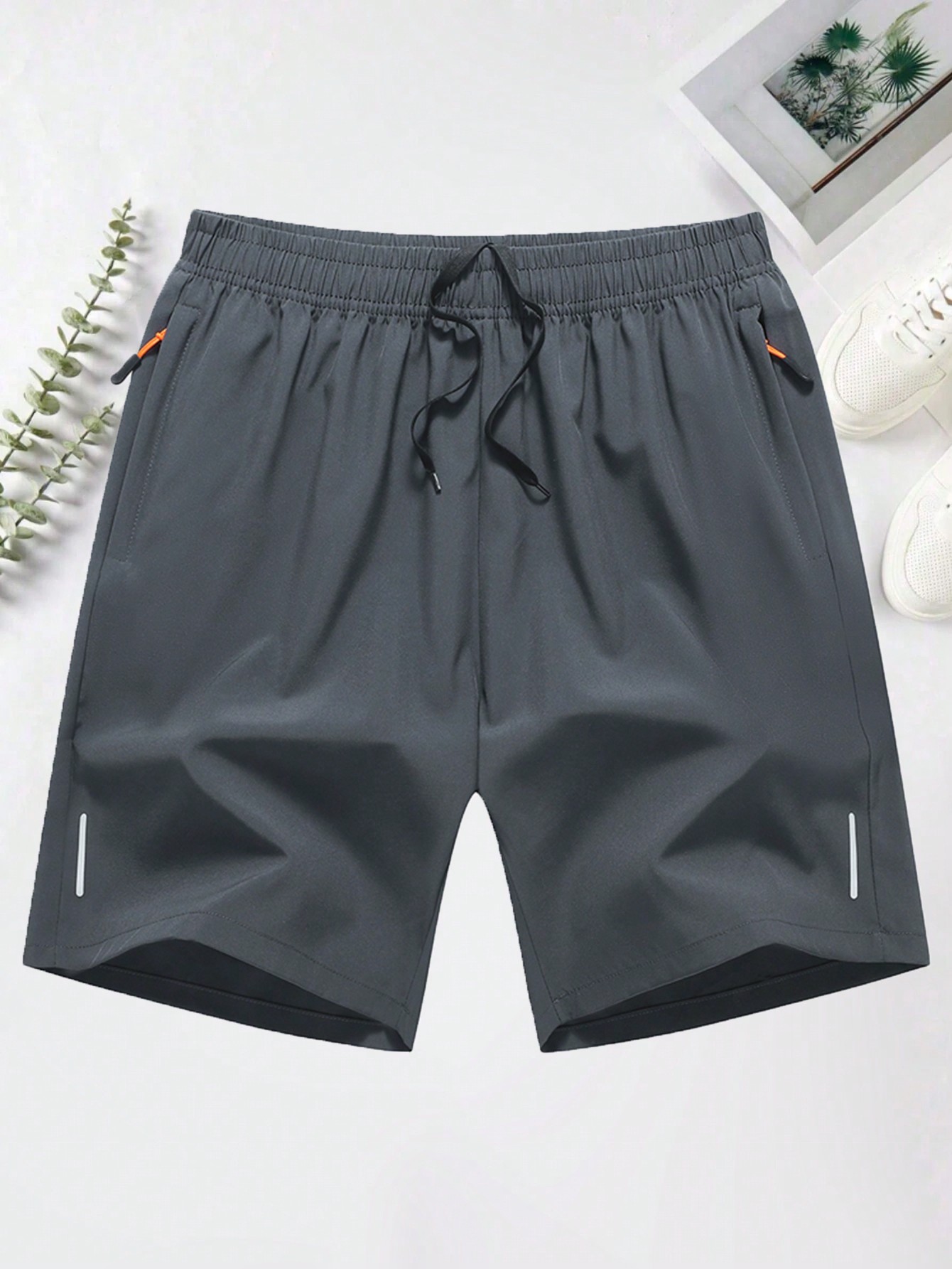 Мужские повседневные спортивные шорты с эластичной резинкой на талии, светло-серый цена и фото