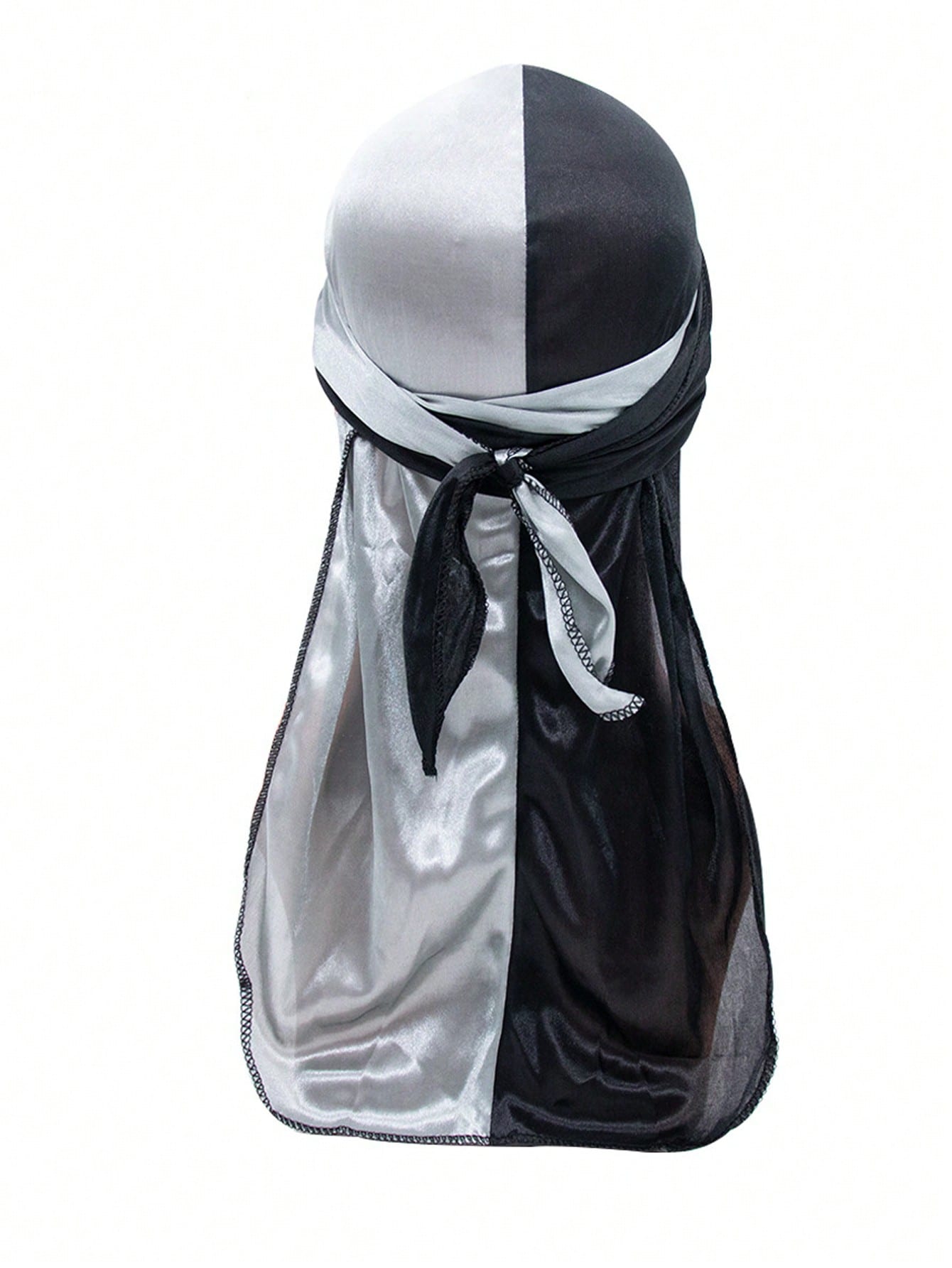 цена Двухцветная кепка из шелкового атласа с удлиненным хвостом и эластичной косой для пиратского, серый