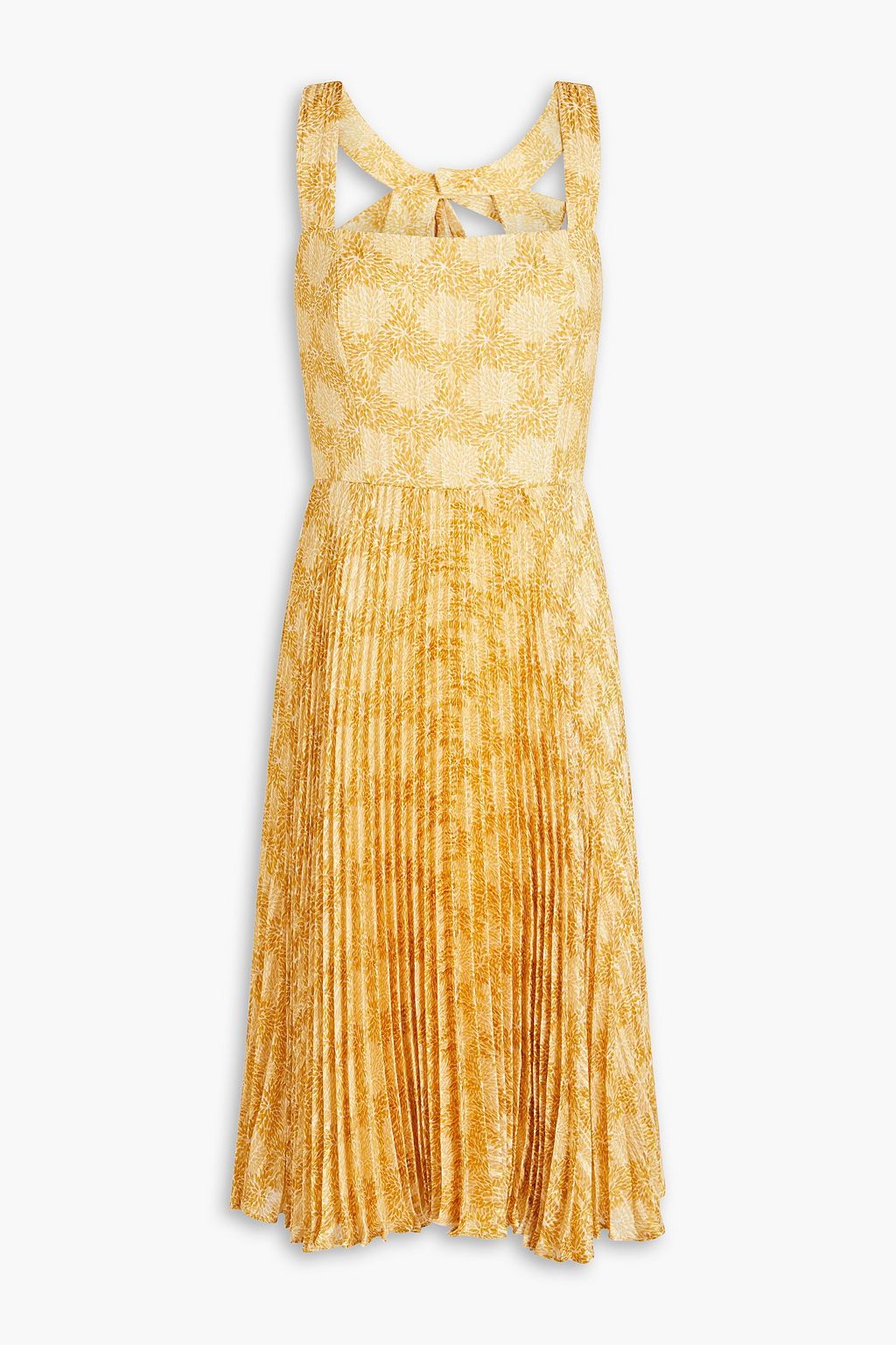 Жаккардовое платье со складками и вырезом MIKAEL AGHAL, желтый