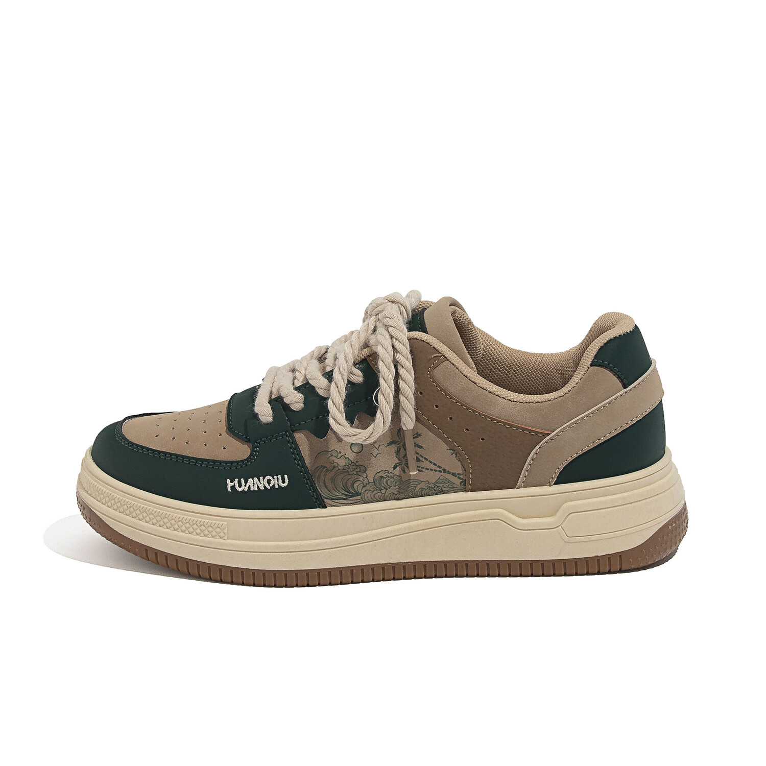 

Кроссовки HUANQIU Skateboarding Shoes Women's Low-top Khaki Green, хаки/зеленый