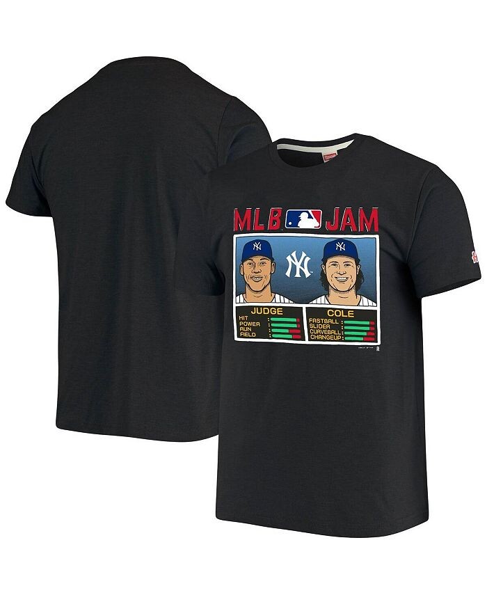 

Мужская футболка Gerrit Cole Aaron Judge Heathered Charcoal New York Yankees MLB Jam Player Tri-Blend Homage, черный