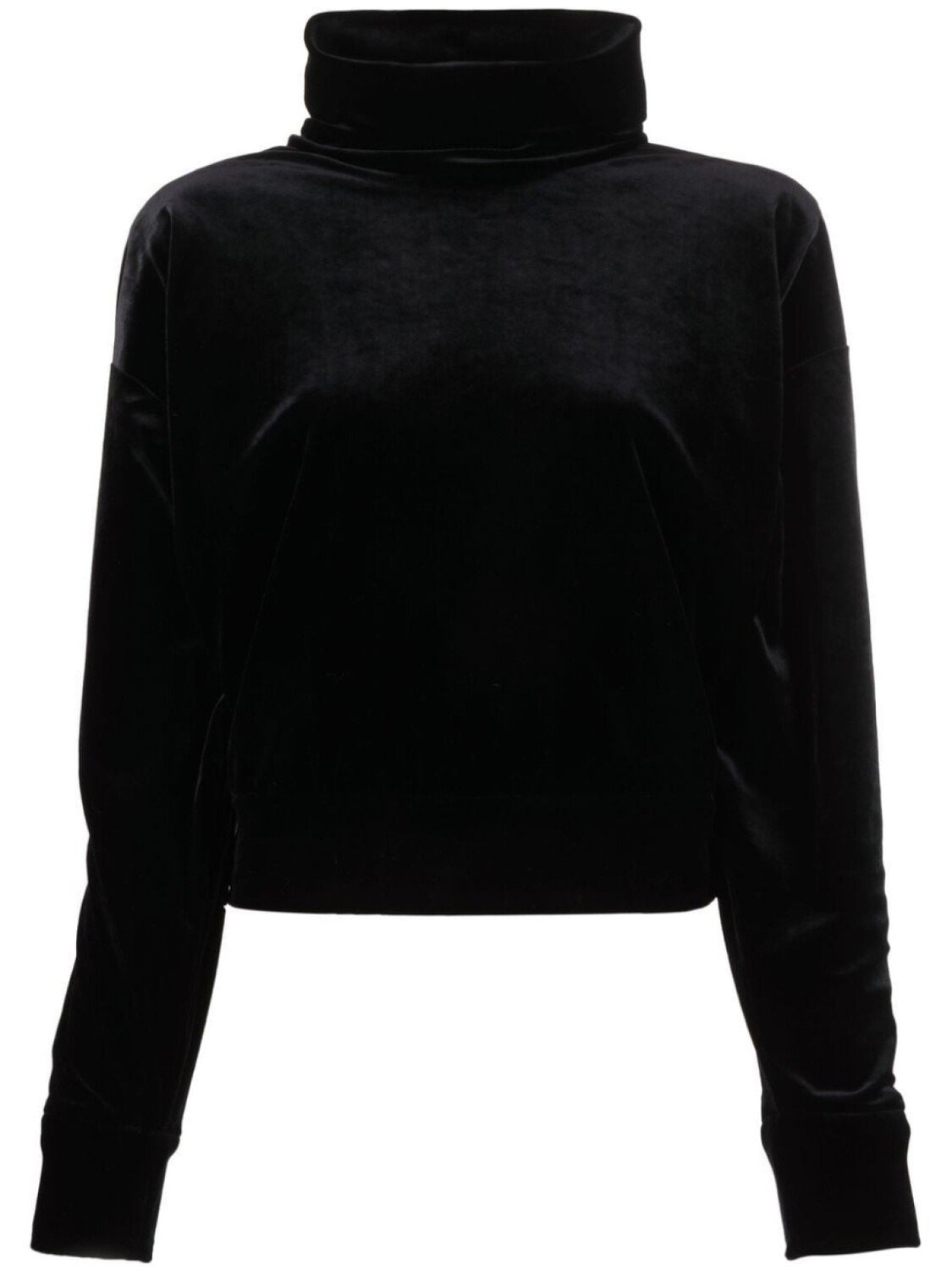 

Saint Laurent бархатный топ с воротником-воронкой, черный
