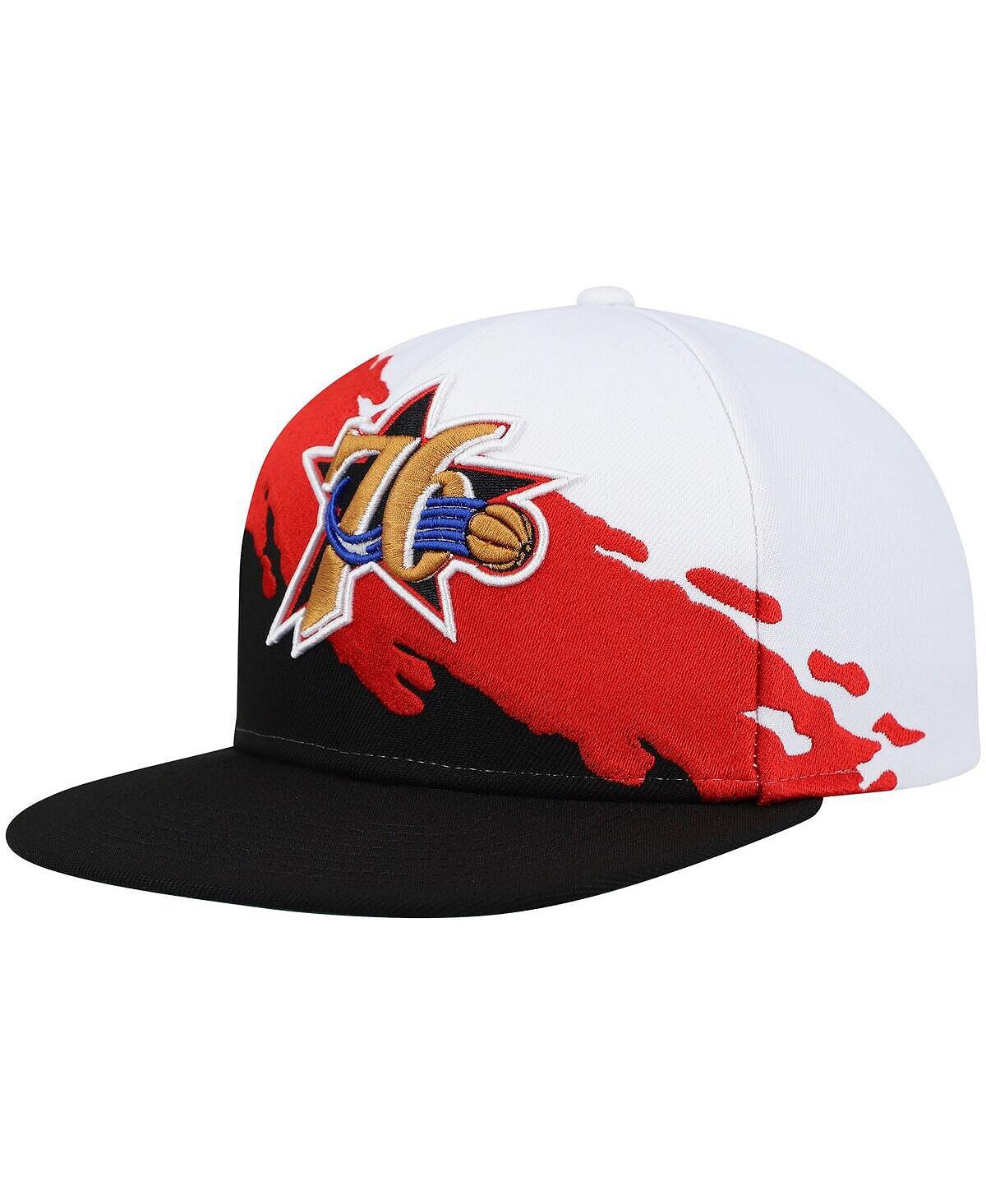 

Мужская белая, черная кепка Philadelphia 76ers Hardwood Classics Paintbrush Snapback Mitchell & Ness