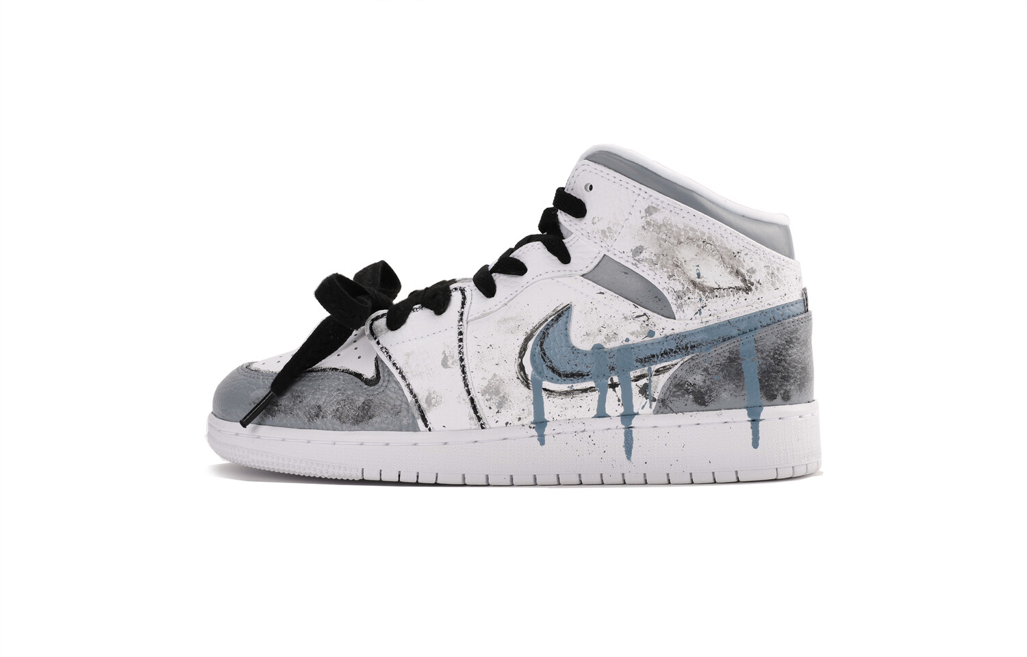 

Кроссовки Air Jordan 1 Vintage Basketball Shoes Women's Mid-top Black, светло-серый