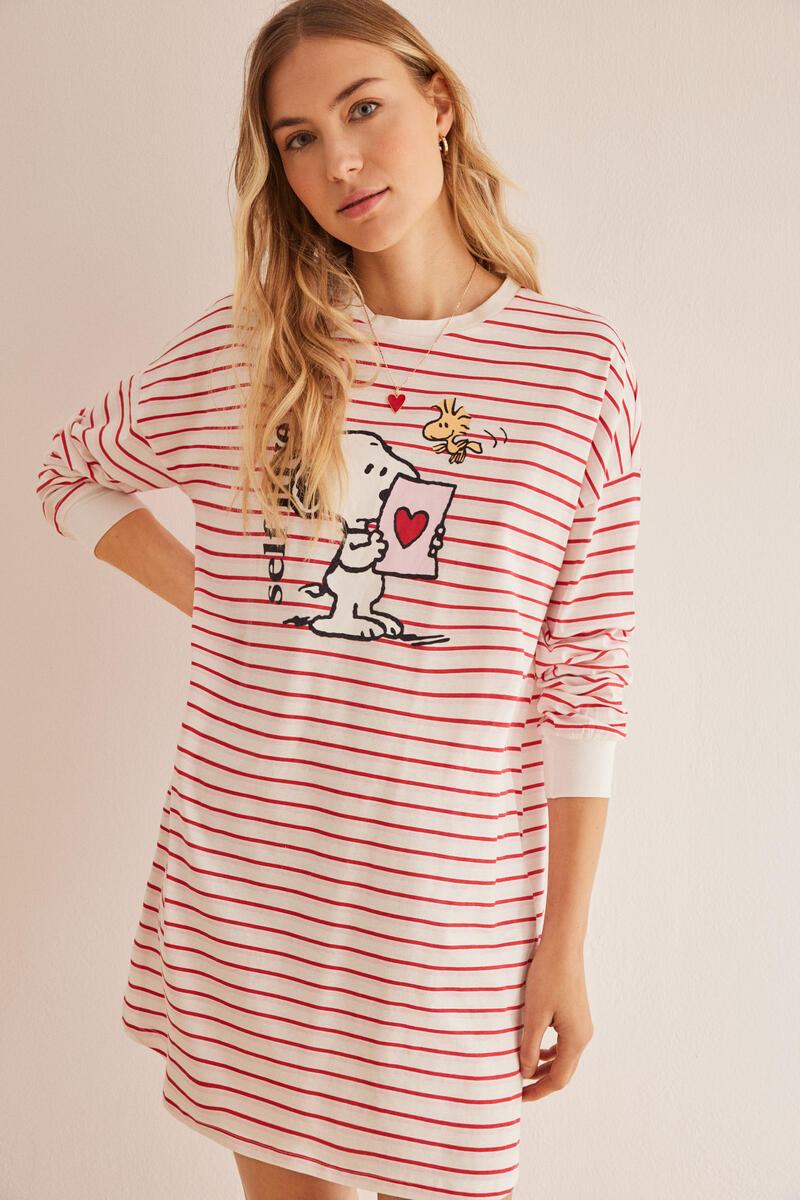 Ночная рубашка Snoopy в полоску из 100% хлопка. Women'secret, оранжевый цена и фото