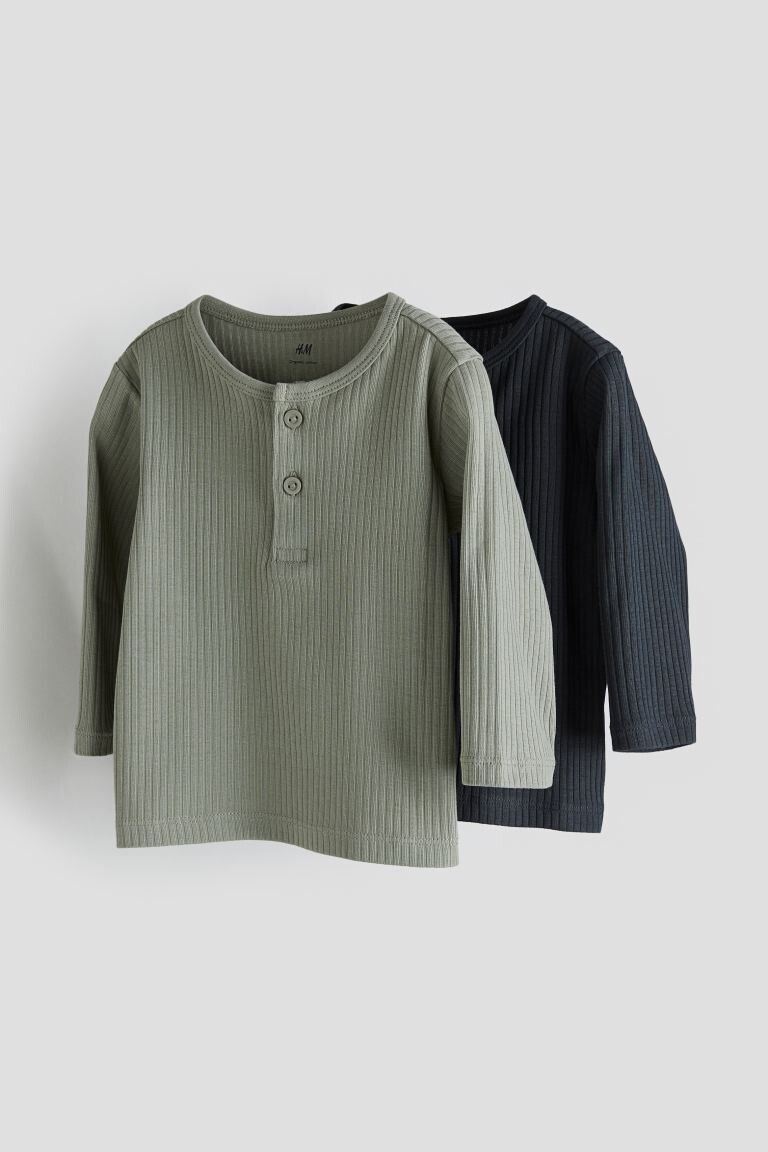 

2 пары рубашек из джерси в рубчик H&M, зеленый