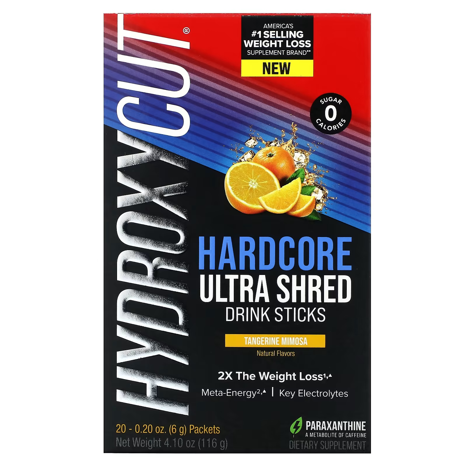 Пищевая добавка Hydroxycut Hardcore Ultra Shed Drink Sticks Tangerine Mimosa, 20 пакетов по 6 г