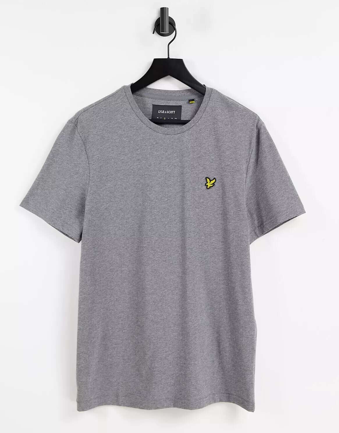 

Серая меланжевая хлопковая футболка с логотипом Lyle & Scott, Серый