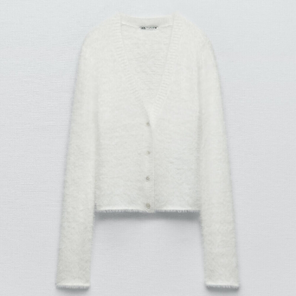 

Кардиган Zara Faux Fur, светло-серый