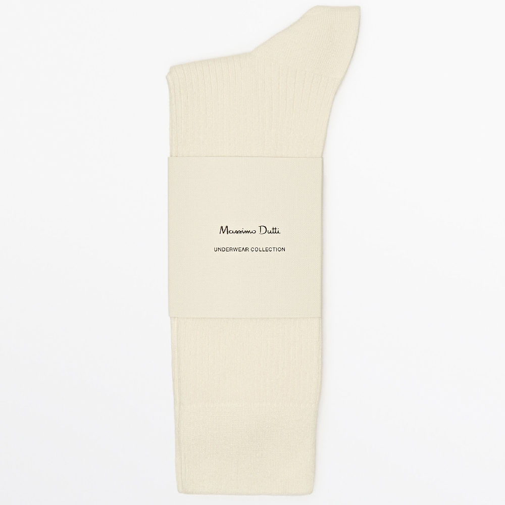 Носки Massimo Dutti Long With Microribbing, бежевый пуховик massimo dutti short down розово фиолетовый