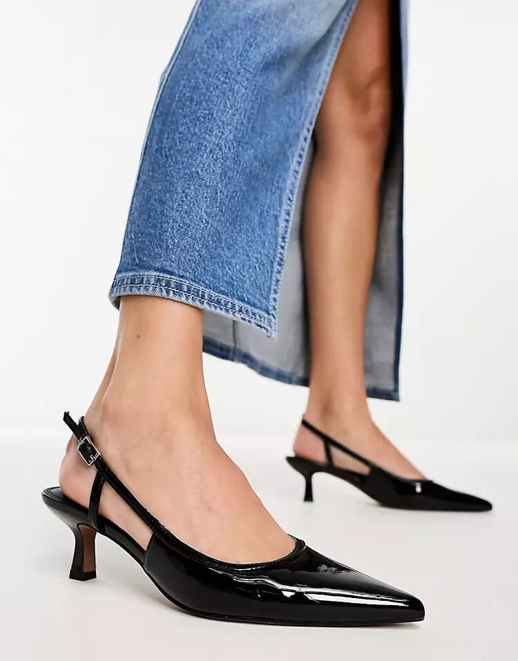 

Туфли ASOS DESIGN Strut Slingback Mid Heeled, черный