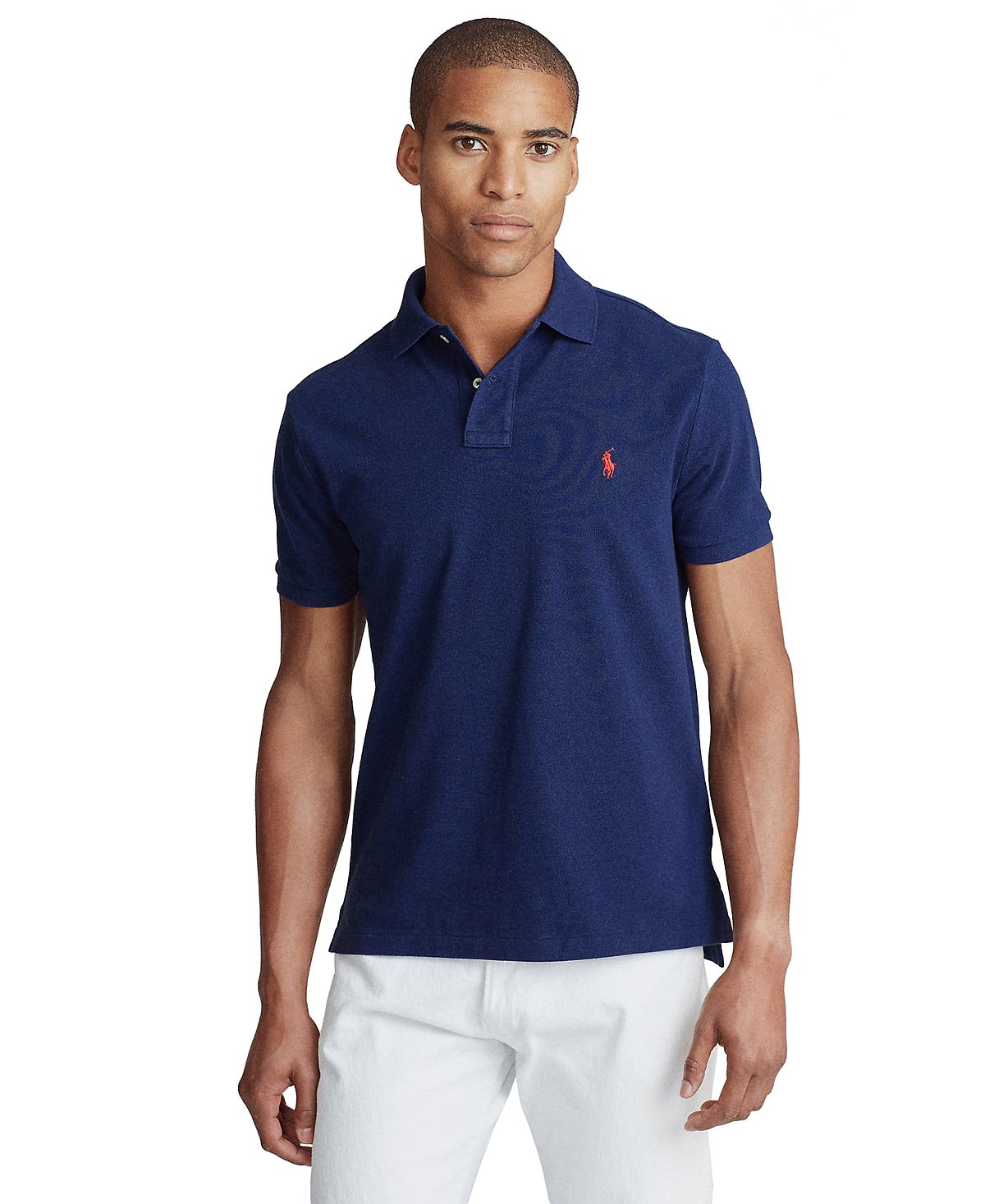 Мужская футболка-поло slim fit из сетчатой ​​ткани на заказ Polo Ralph Lauren, мульти - фото