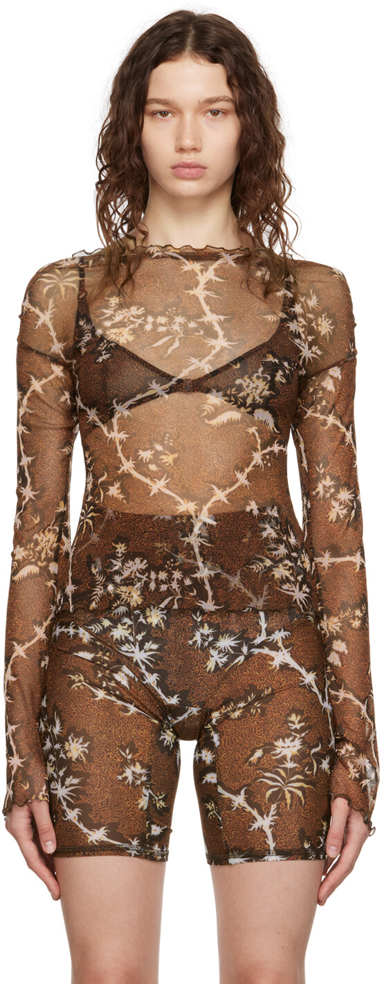 

SSENSE Эксклюзивная коричневая блуза с ключицами KNWLS