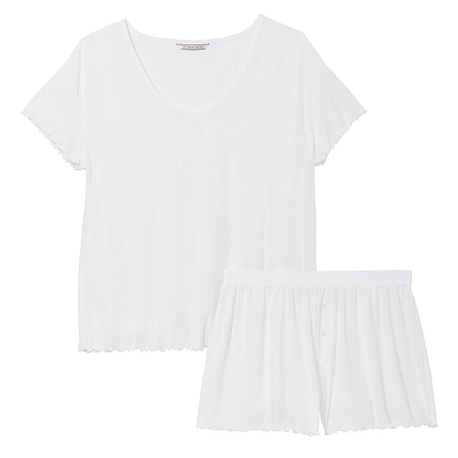 

Короткий пижамный комплект Victoria's Secret Pointelle, 2 предмета, белый