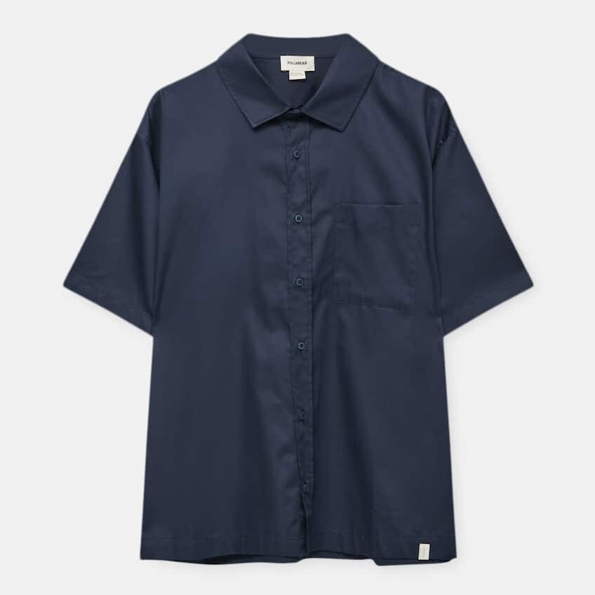 

Рубашка Pull&Bear Short Sleeve Poplin, синий