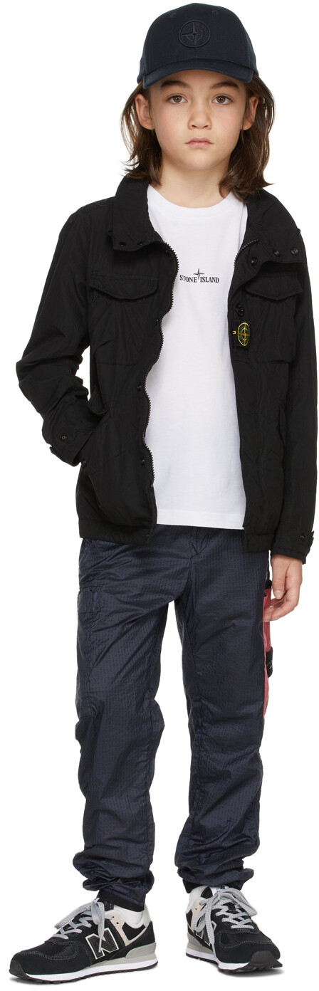 

Детская черная куртка из нейлона и хлопка Stone Island Junior, Черный