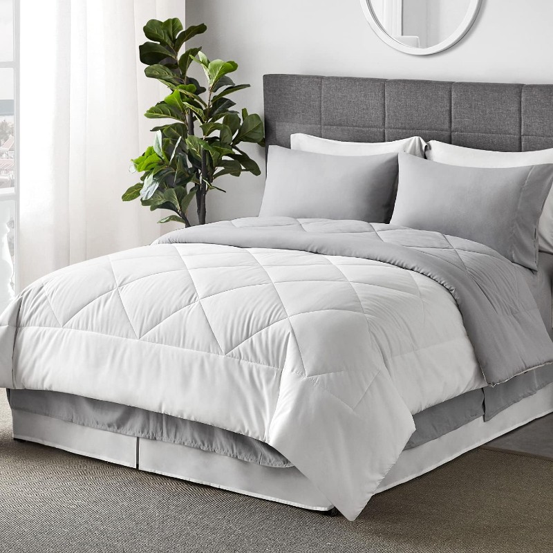 Комплект двуспального постельного белья Bedsure King, 7 предметов, белый фланелевое флисовое одеяло kaopey легкое удобное плюшевое одеяло из микрофибры для кровати дивана