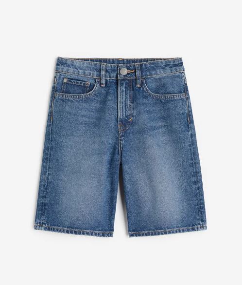 Шорты джинсовые свободного кроя H&M Loose Fit Denim, синий