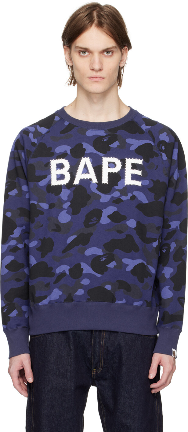 

Темно-синяя толстовка с камуфляжными кристаллами BAPE, Синий
