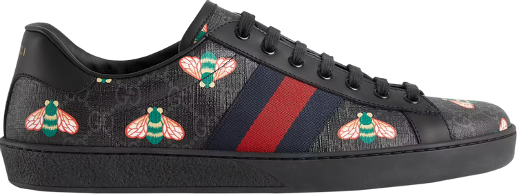 Кроссовки Gucci Ace Bee Print, черный - фото