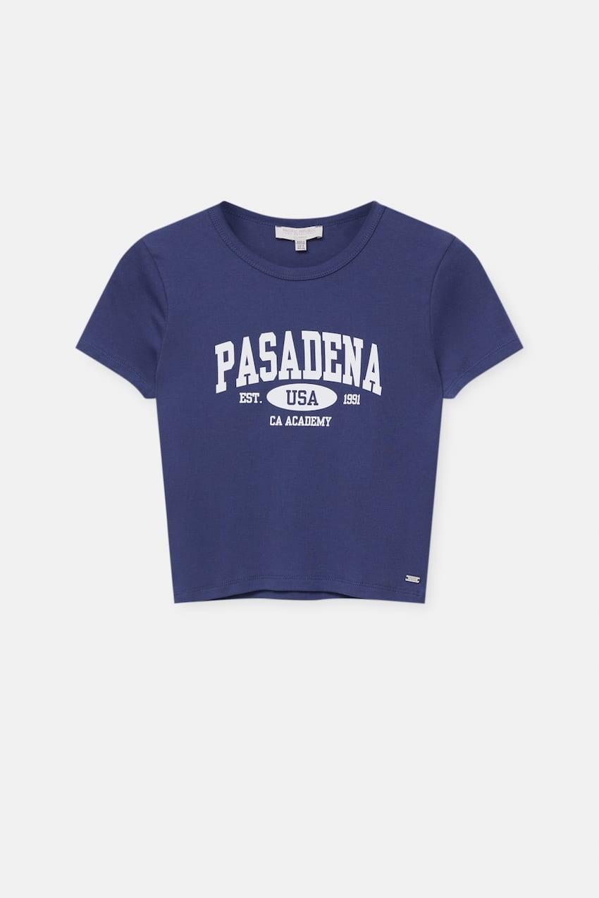 

Футболка Pull&Bear Varsity Pasadena, темно-синий
