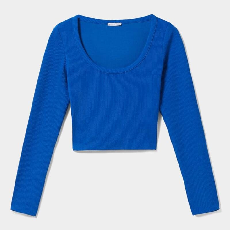 

Футболка Bershka Ribbed Textured, синий