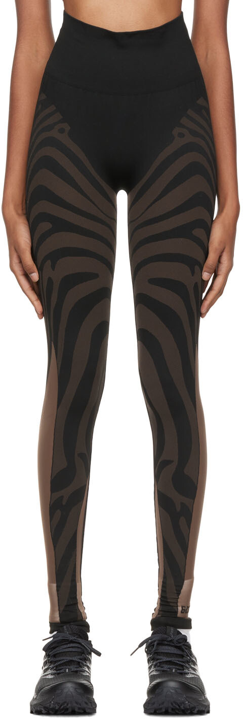 

Черно-коричневые спортивные леггинсы Animalier Wolford, Черный