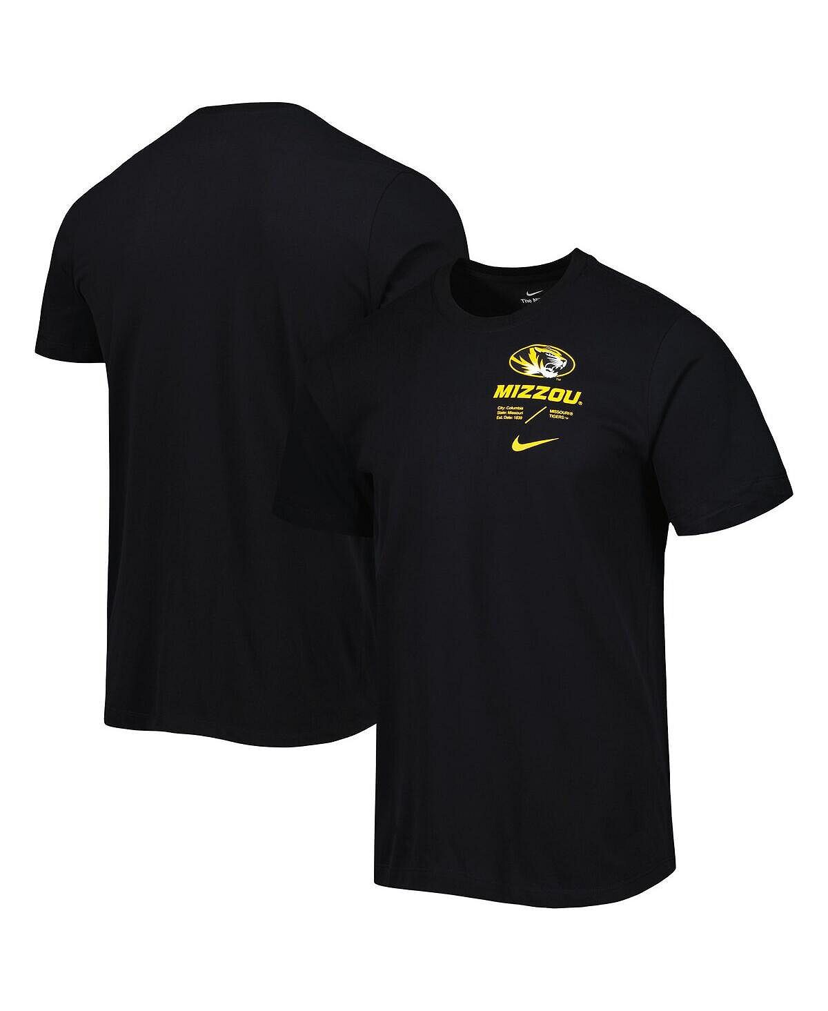 

Мужская черная футболка missouri tigers team practice performance Nike, черный