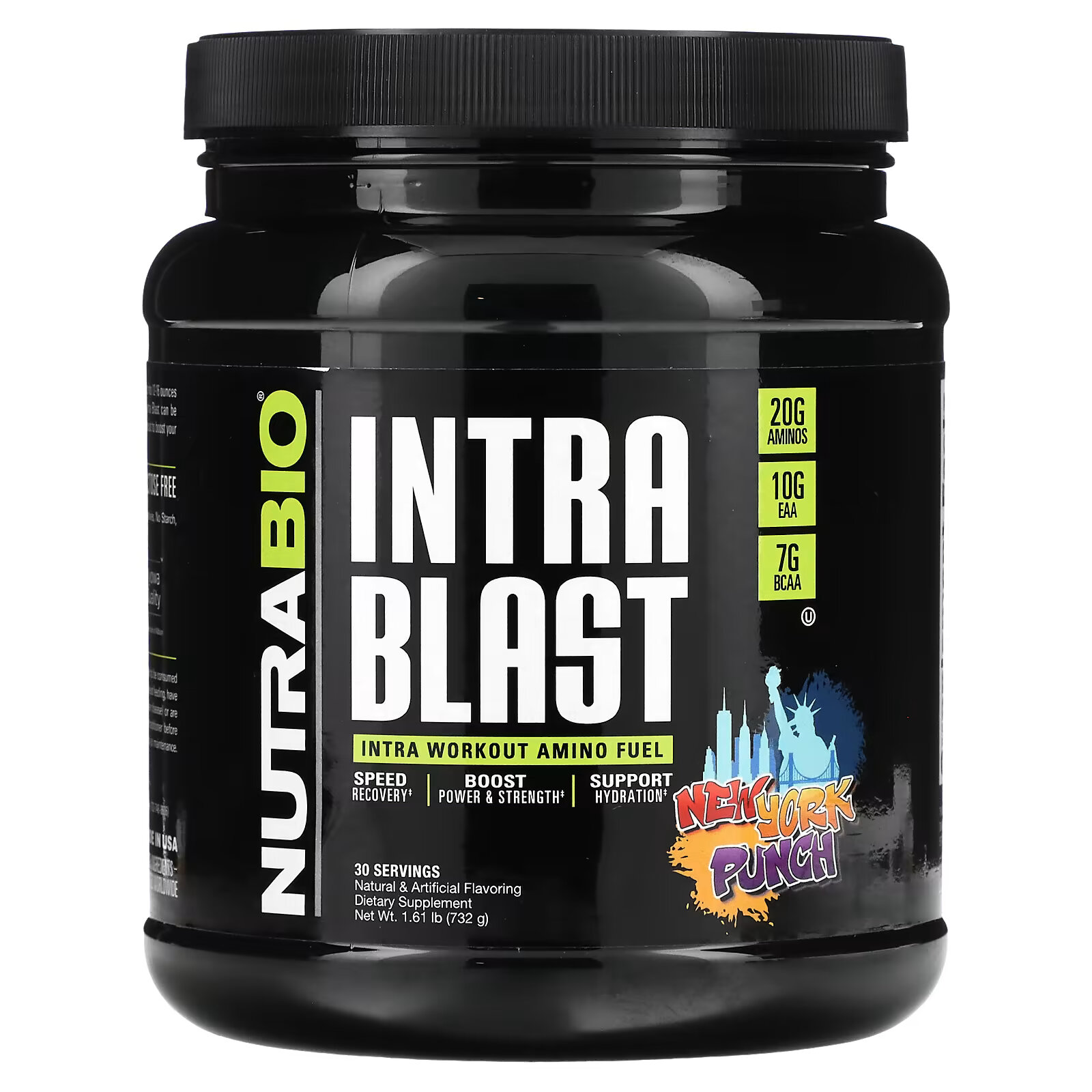 NutraBio Labs, Intra Blast, топливо для мышц во время тренировки, New York Punch, 732 г (1,61 фунта) пищевая добавка nutrabio intra blast intra workout muscle fuel new york punch