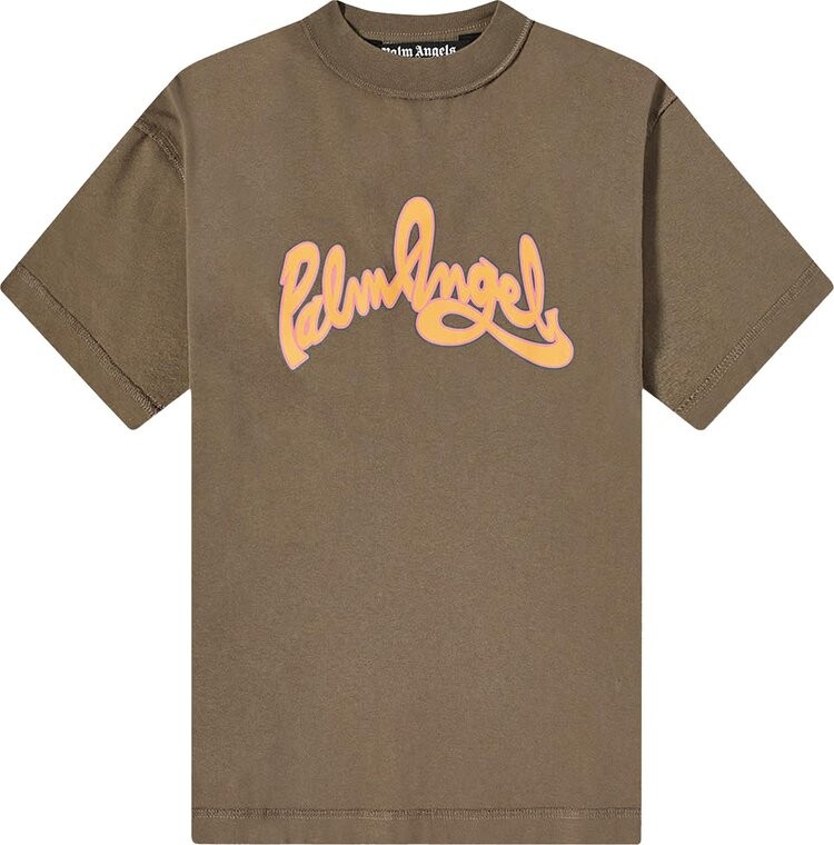 

Футболка Palm Angels Seasonal Logo Inside Out Tee 'Military/Orange', зеленый