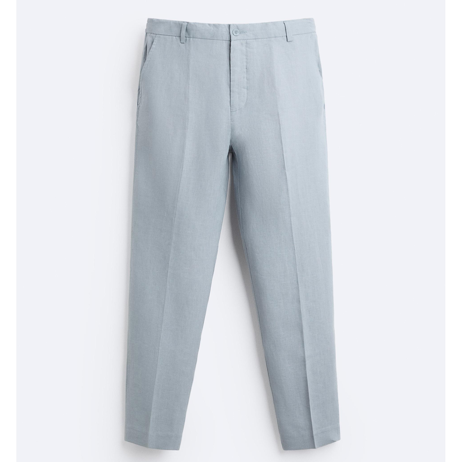 Брюки Zara 100% Linen, светло-синий брюки zara relaxed fit 100% linen белый