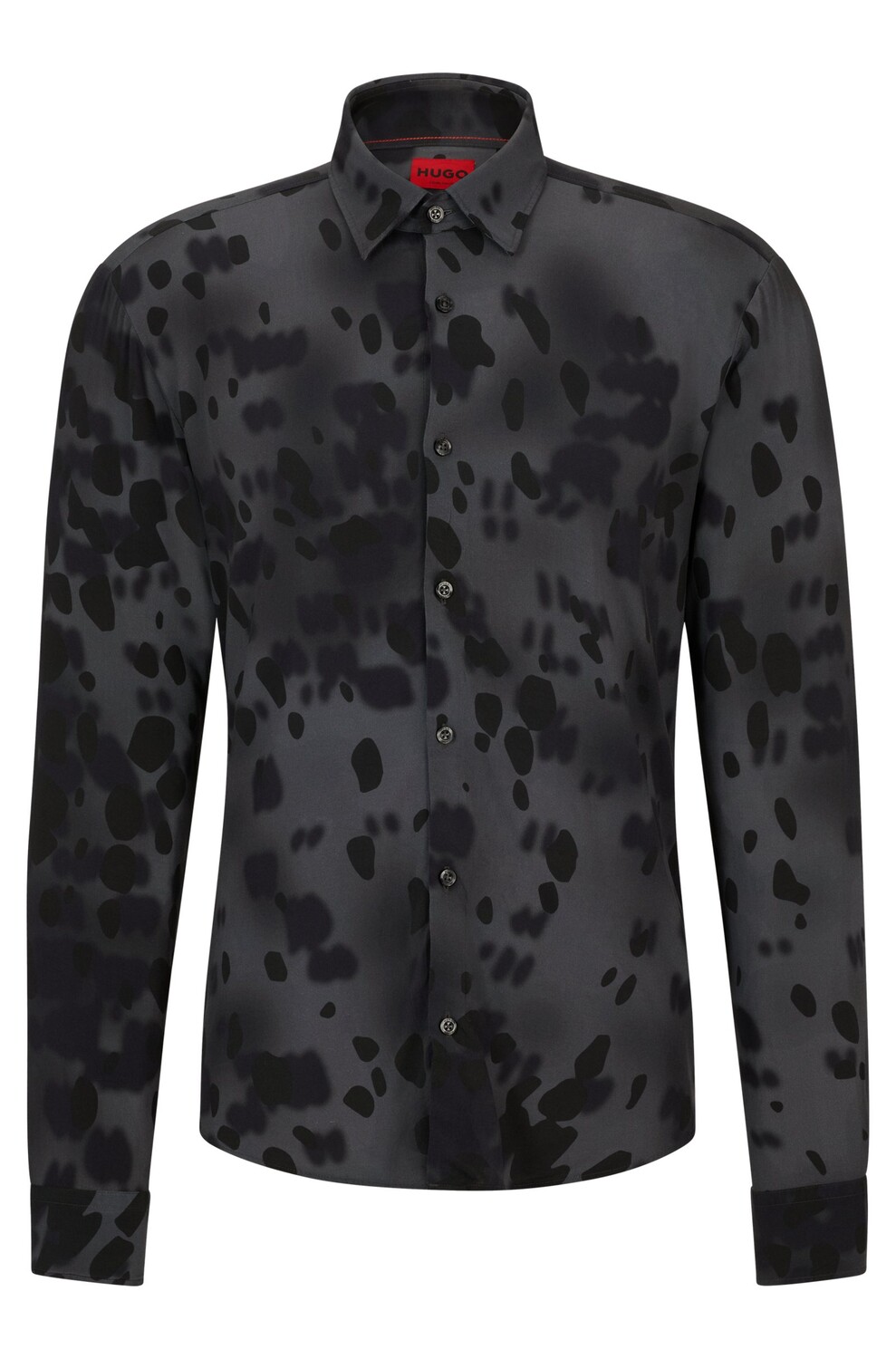

Рубашка Boss Slim-fit In Seasonal-print Canvas, темно-серый
