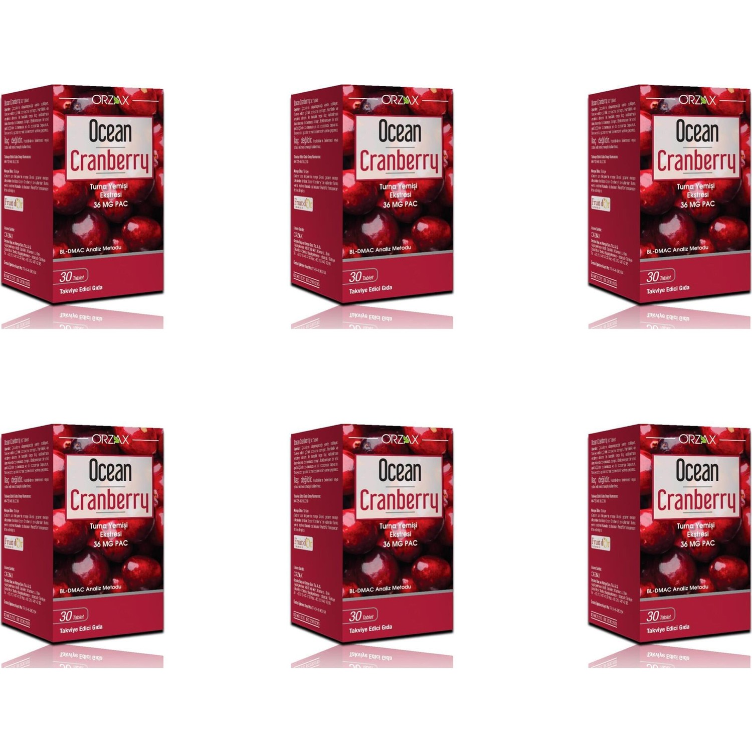 Пищевая добавка Orzax Ocean Cranberry, 6 упаковок по 30 капсул swanson клюква 180 капсул