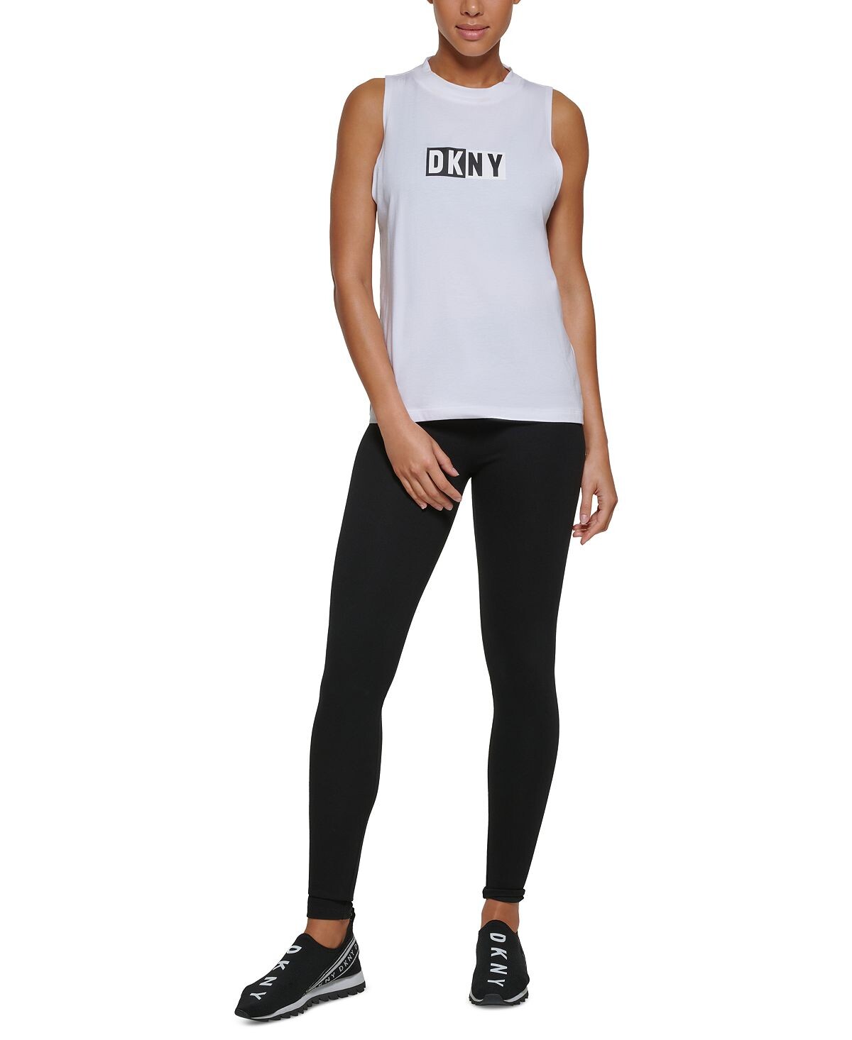 

Спортивная женская двухцветная майка с логотипом DKNY, белый