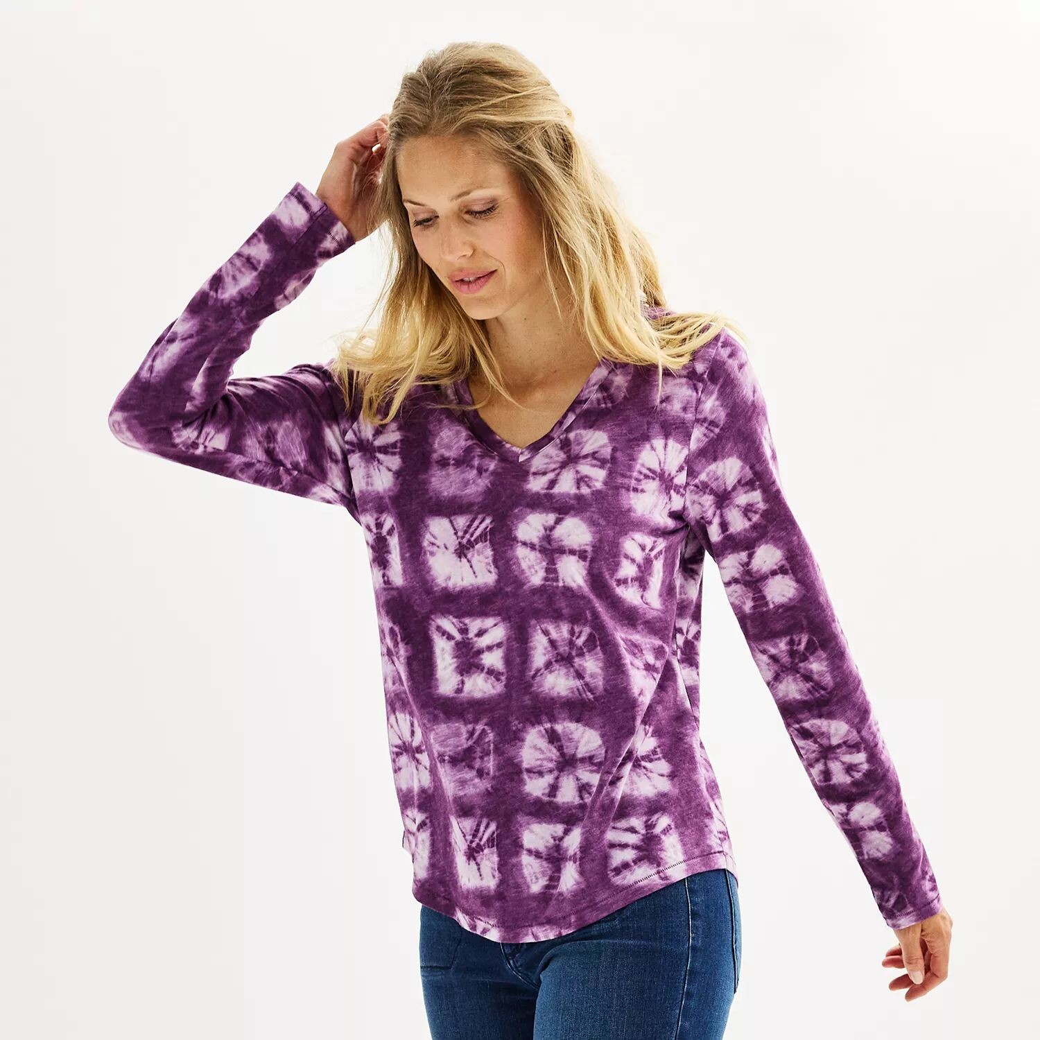 

Petite Sonoma Goods For Life Повседневная футболка с V-образным вырезом и длинными рукавами Sonoma Goods For Life