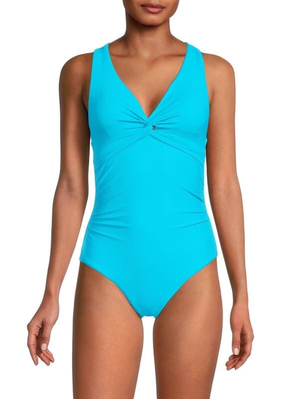 

Цельный купальник twist front Calvin Klein Tropical blue