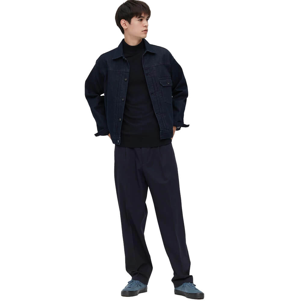 

Брюки Uniqlo Pleated Tapered Fit, темно-синий
