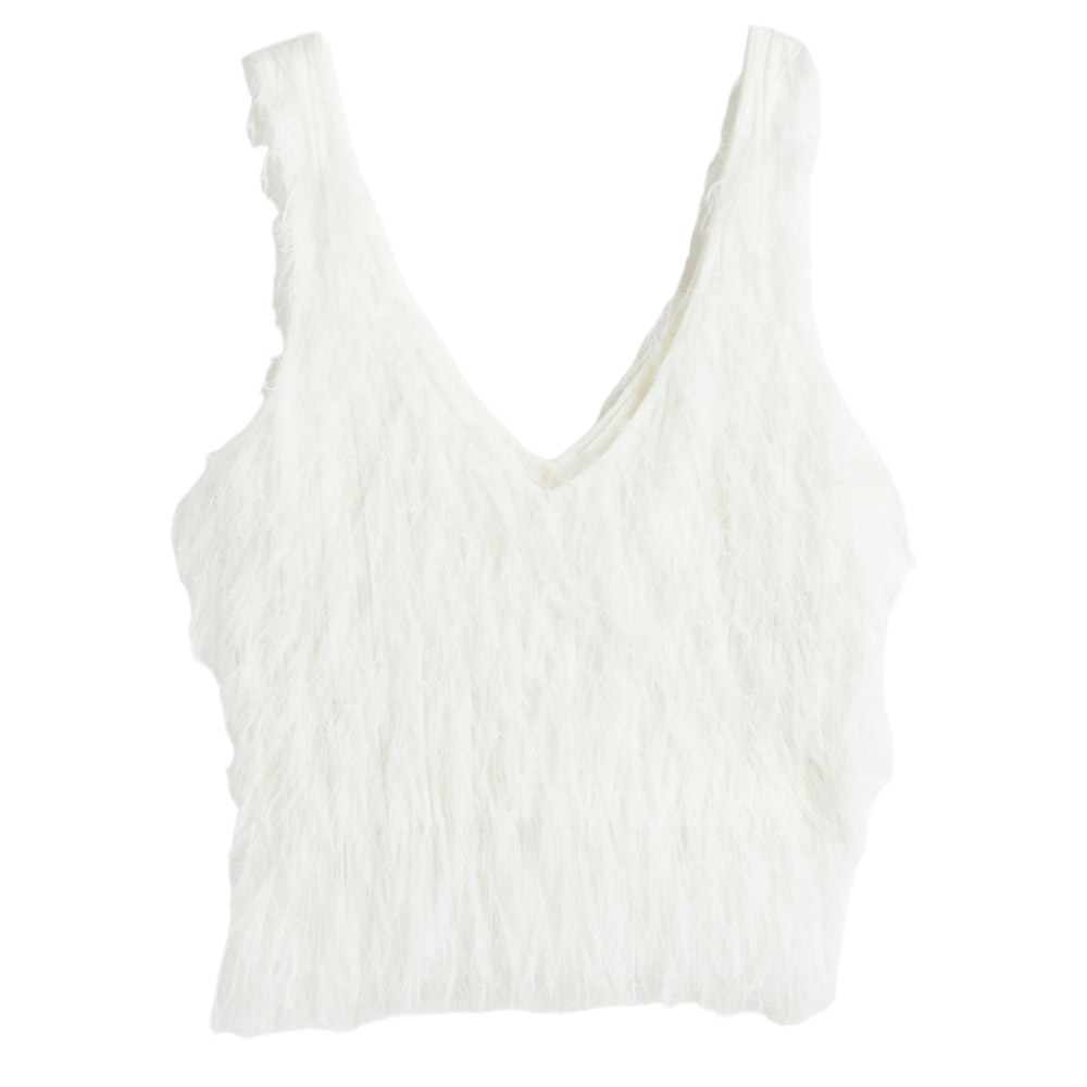 Топ H&M Fluffy Fringe-knit, белый