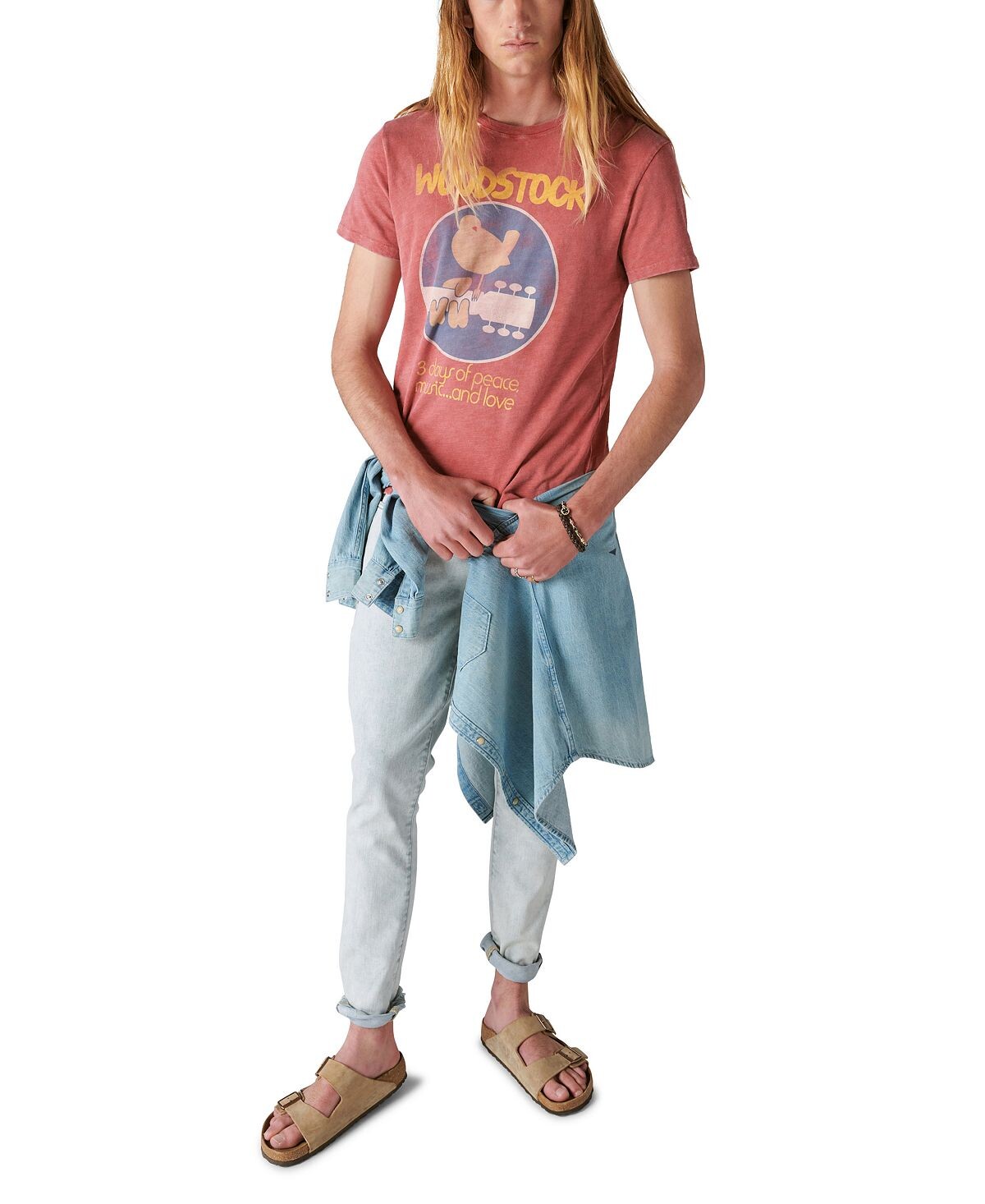 

Мужская футболка с короткими рукавами и плакатом Woodstock Lucky Brand
