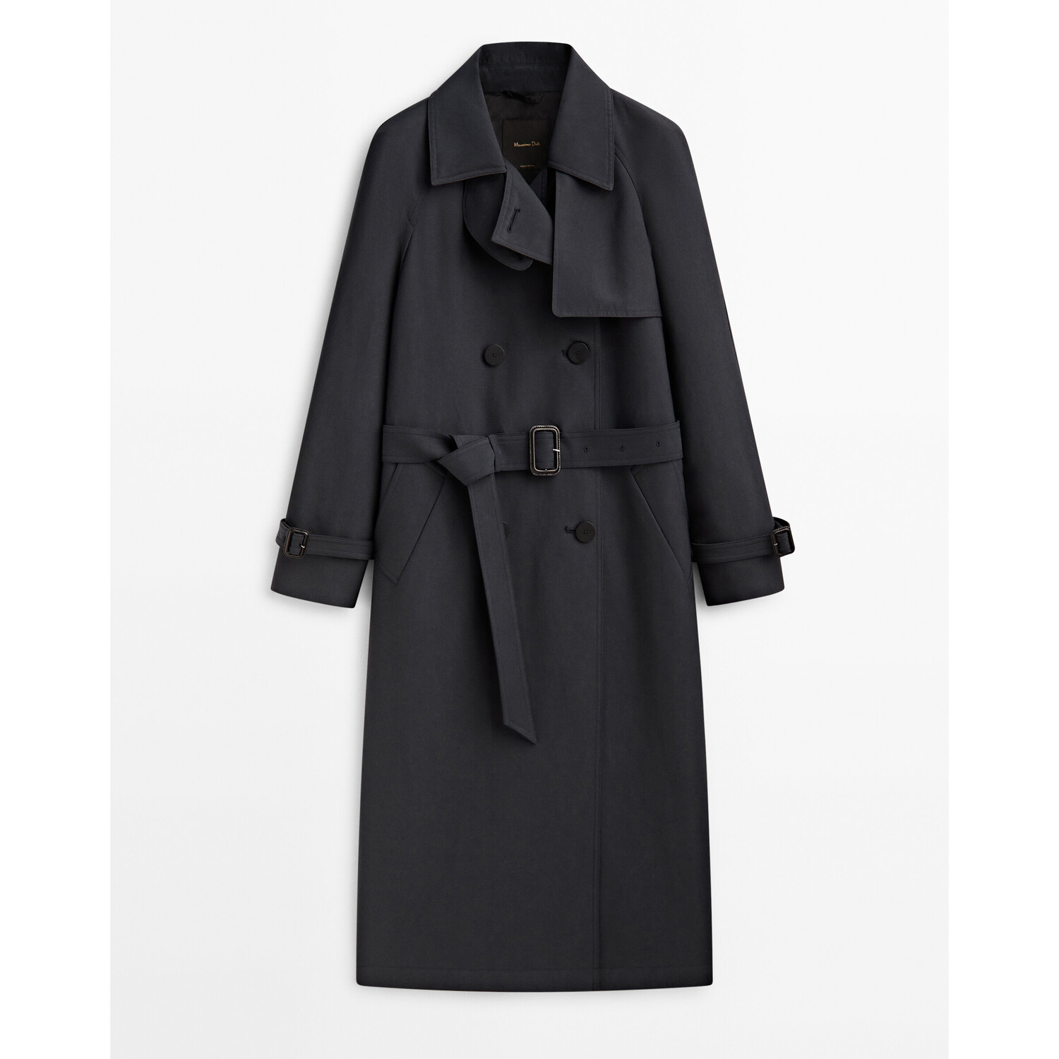 

Тренч с поясом Massimo Dutti, темно-синий