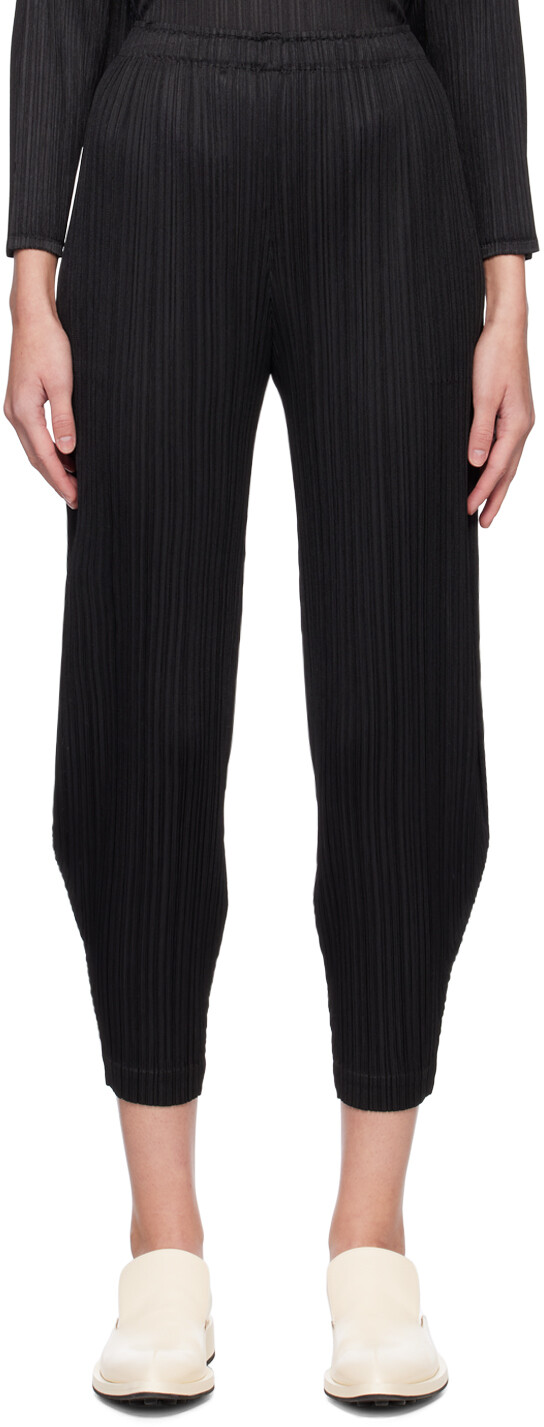 

Черные овальные брюки Pleats Please Issey Miyake, Черный