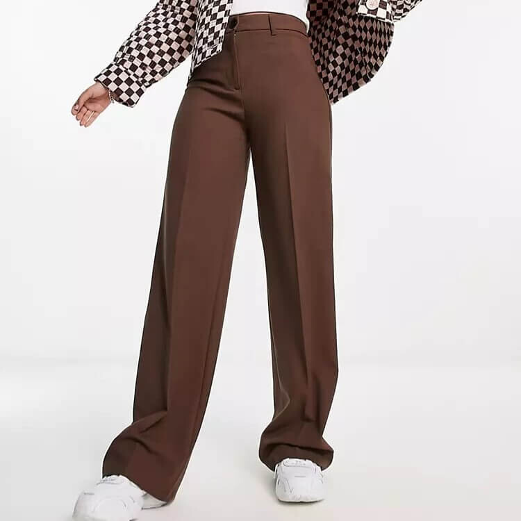 

Брюки Bershka Wide Leg Slouchy, коричневый