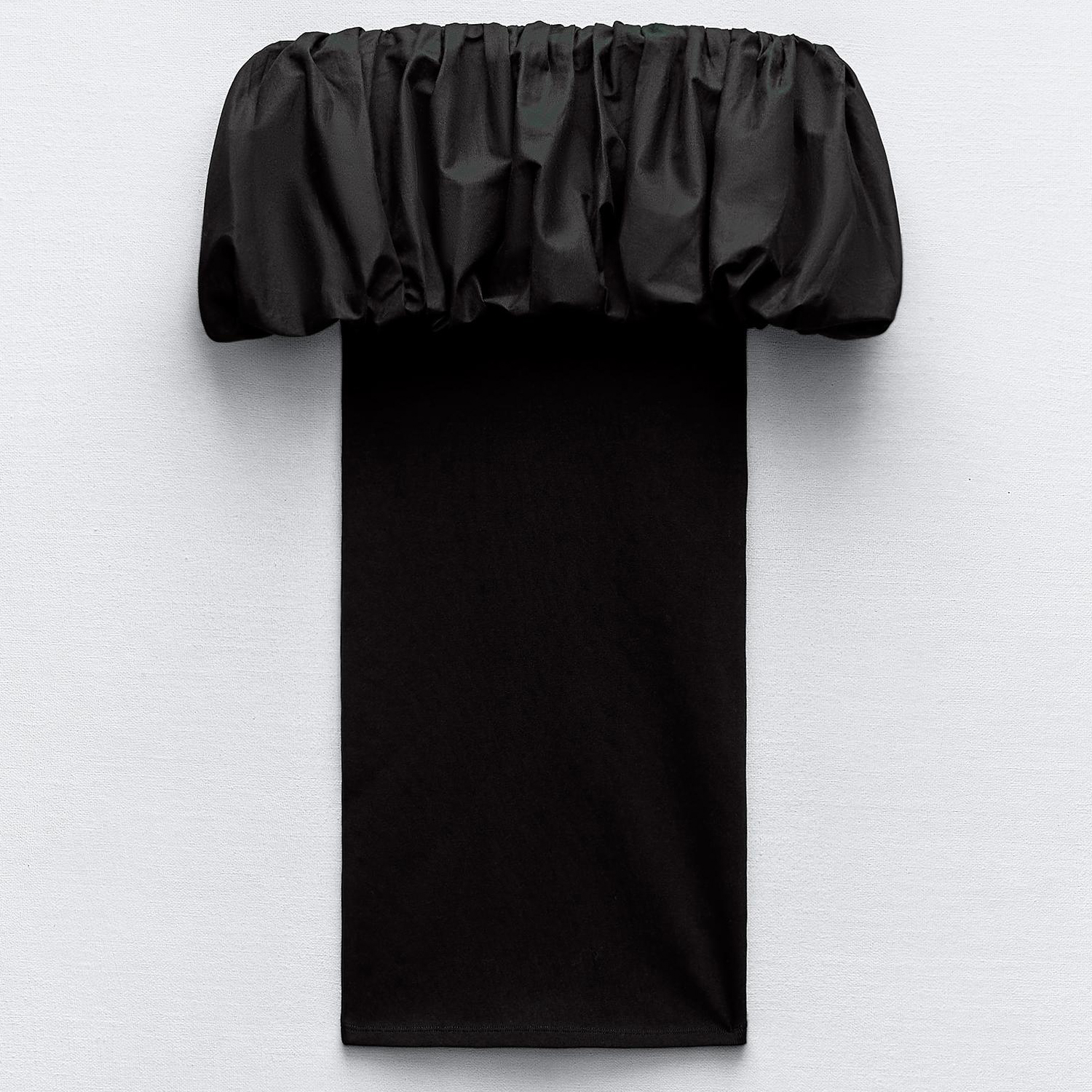 Платье Zara Contrast Off-The-Shoulder, черный платье прилегающего кроя с квадратным вырезом